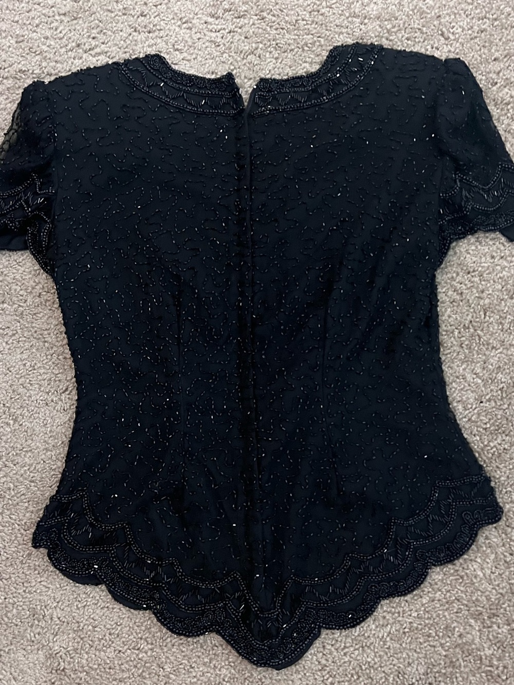 Stenay Silk Black Beaded Scallop-Edge Blouse with Tags S - Picture 4 of 11